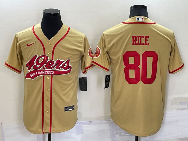 Men San Francisco 49ers #80 Rice Yellow Nike Co branded NFL Jersey